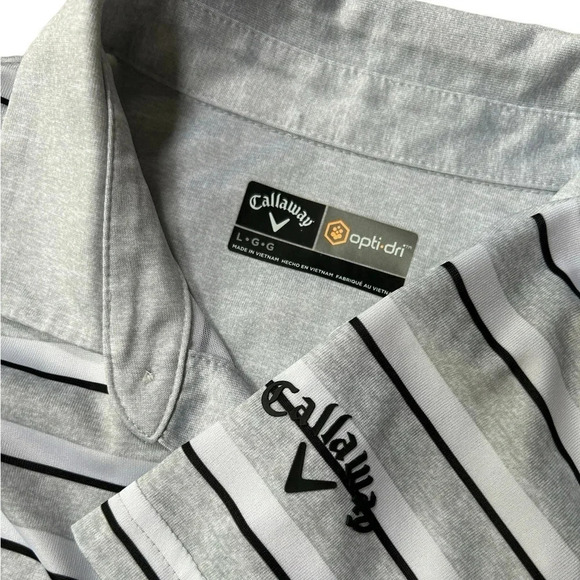 Callaway | Men’s Opti-Dri Polo in Grey Black & White Stripe, Size Large - Picture 1 of 5
